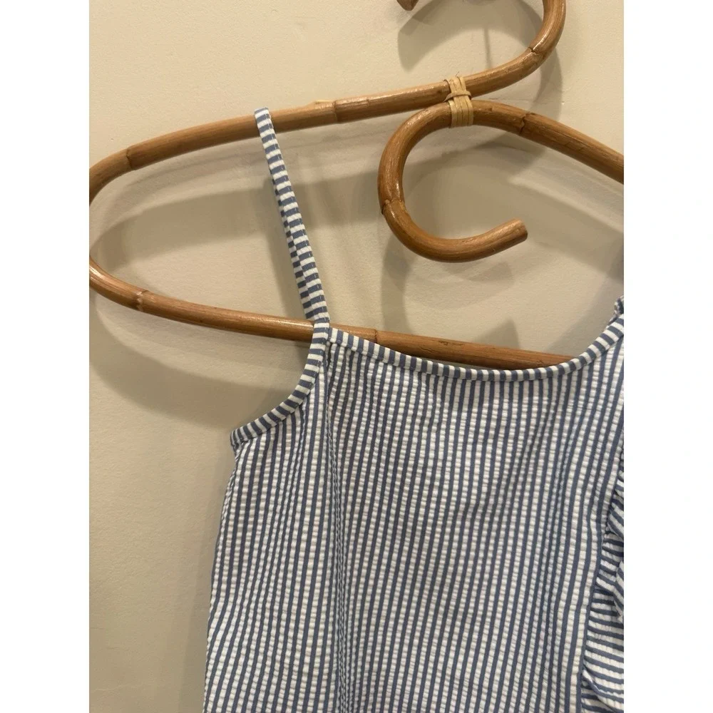 Zara‎ Girls Blue And White Stripped One Piece Swimsuit Size 8-9